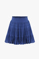 Lexi Electric Blue Shirred Cotton Multi Tiered Mini Skirt