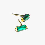 Emerald Baguette Gold Stud Earrings ACC Jewellery Lindi Kingi   