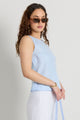 Shoreline Light Blue Linen Bias Sleeveless Shell Top