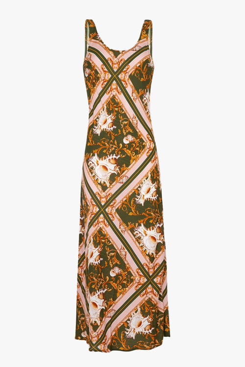 green print maxi dress