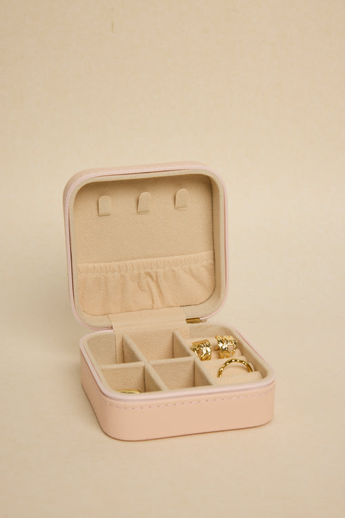 Square Pink Jewellery Travel Case