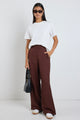 Guardian Chocolate Linen Viscose Elastic Back Pants