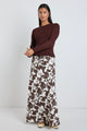 Summit Chocolate Cutout Print Tie Waist Bias Maxi Skirt