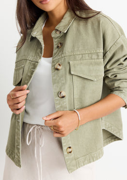 Echo Khaki Patch Pocket Denim Jacket