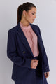 Superior Navy Linen Structured Blazer