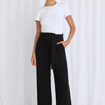 Sydney Black Crepe Wide Leg Tie Belt Pant