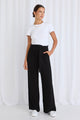 Sydney Black Crepe Wide Leg Tie Belt Pant