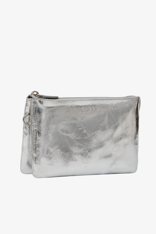 Silver Leather Crossbody Bag