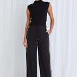 Townie Black Stripe Side Tape Wide Leg Pants