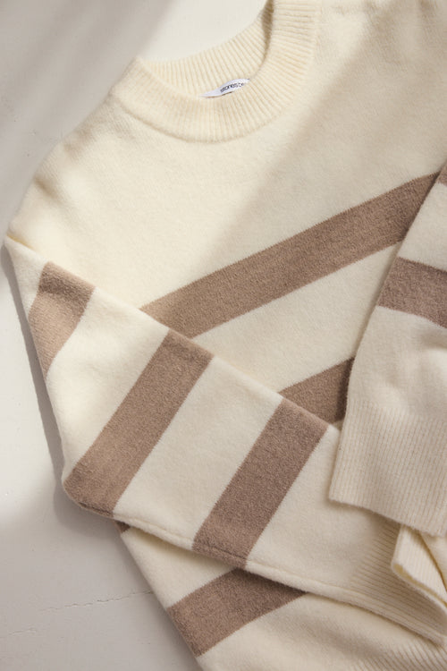 beige stripe knit