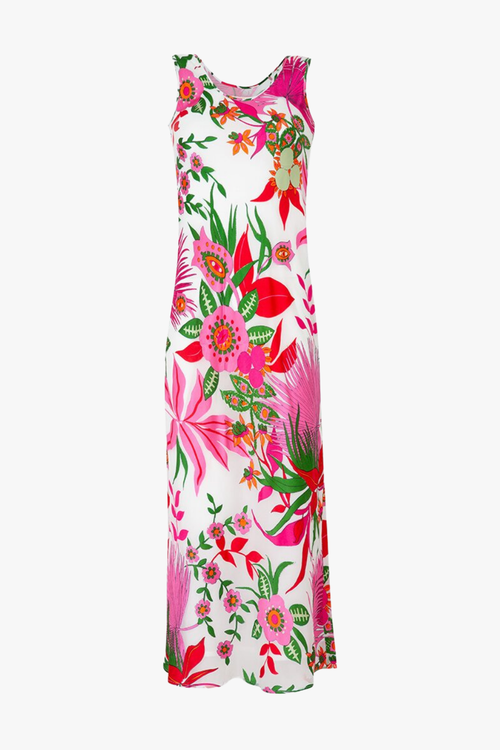 pink floral midi dress