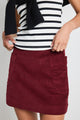 Valid Burgundy Cord Mini Skirt