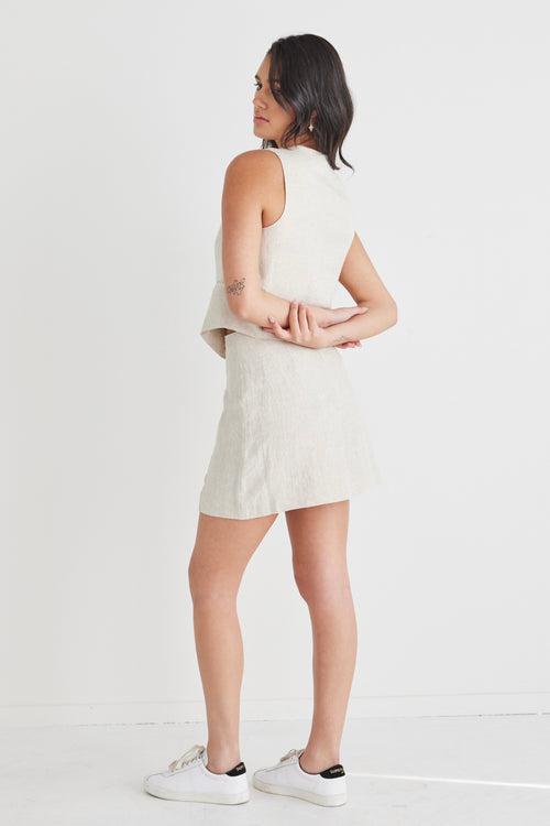 Palma Natural Linen Mini Skirt WW Skirt RE:Union   