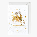 White Gold Reindeer Mini Christmas Card HW Christmas Oxted   