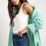 You Got This Green Stripe Poplin Oversized Shirt