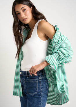 You Got This Green Stripe Poplin Oversized Shirt