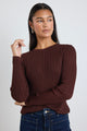 Fragment Chocolate Sheer Rib LS Knit Top