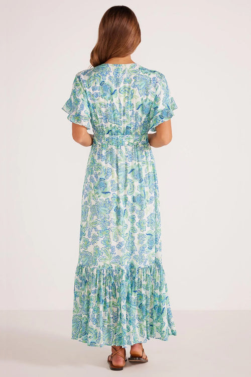 Alessia Blue Floral SS Midi Dress WW Dress Mink Pink   