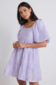 Beyond Lilac Puff Sleeve Tiered Mini Dress