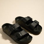 Cool Black Double Buckle Slides