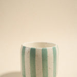 blue stripe ceramic candle