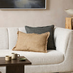 Cassia Nori Charcoal Feather Inner 55x55cm Linen Cushion