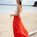 Charming Sunset Shirred Cotton Tiered Maxi Skirt WW Skirt Ivy + Jack   