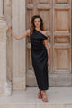 Classified Black Off Shoulder Tuck Maxi Dress