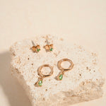 emerald green gold earring set