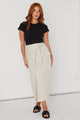 Grounded Natural Linen Wrap Cargo Midi Skirt