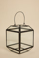 Glass with Black Metal Trim Lantern