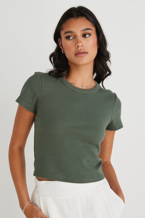 Ever Khaki Longer Baby Rib Tee WW Tee Love Lulu   