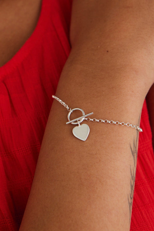 Heart Fob Silver Bracelet ACC Jewellery Georgia Mae   