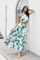 Pisces Ocean Floral Tiered Split Front Maxi Skirt