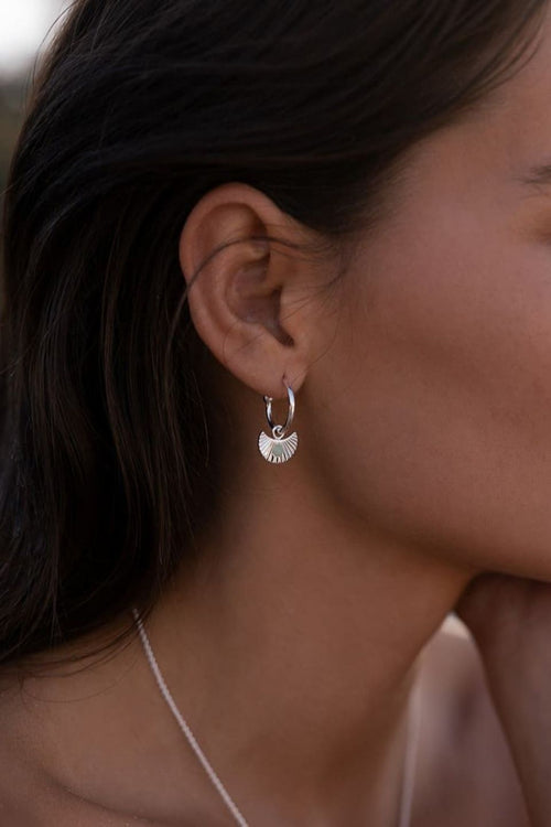 Moon Gazer Sterling Silver Plate with Mint Green Stone Hoop Earring ACC Jewellery Love Lunamei   