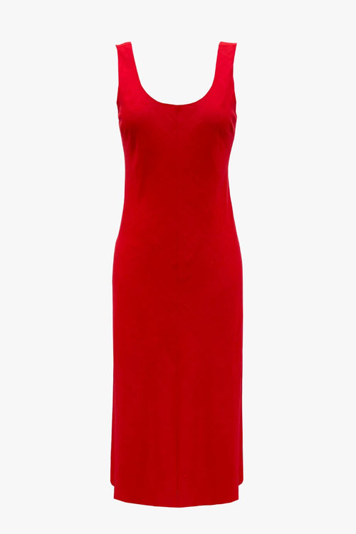 red linen maxi dress