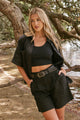 Nomadic Black Linen Relaxed Structured Shorts