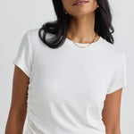 Perfect White Rib Rouched Side Crop Tee