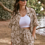 Response Taupe Tropicana Print Boxy SS Shirt