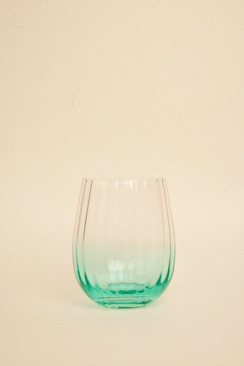 green and pink ripple glass