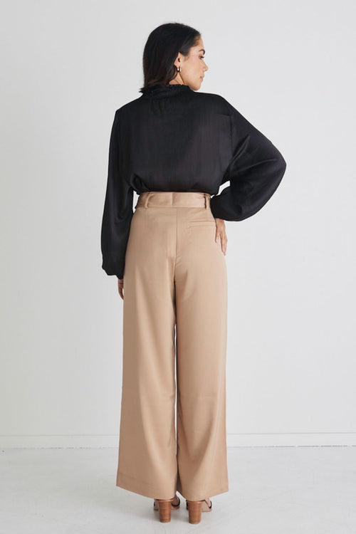 Seductive Champagne Satin Wide Leg Satin Pants WW Pants By Rosa.   