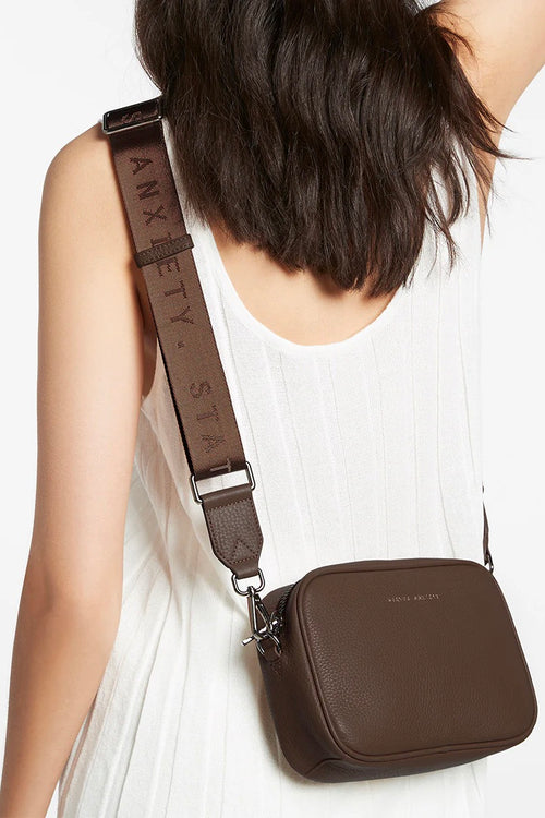 chocolate brown leather bag 