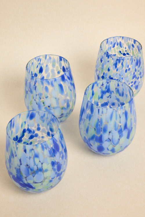 stemless blue glass