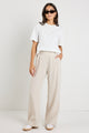 Bestow Natural Linen Elastic Back Wide Leg Pants