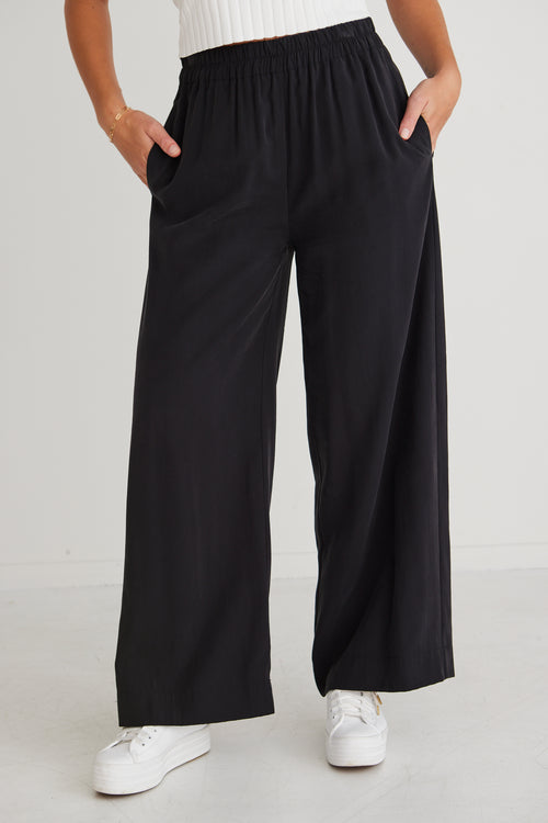 Opulent Luxury Black  Pull On Wide Leg Pants WW Pants Stories be Told   