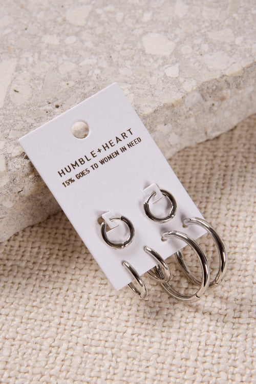 Silver hoop earring