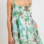 Tropic Jungle Strappy Tiered Mini Dress