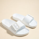 Cool White Single Buckle Slides