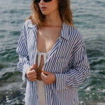 You Got This Blue Stripe Cotton Oversized Shirt