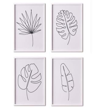 Foliage Lines Print Artwork 52x40cm each HW Art - Wall Decor, Clock, Wall Mirror Robert Mark   